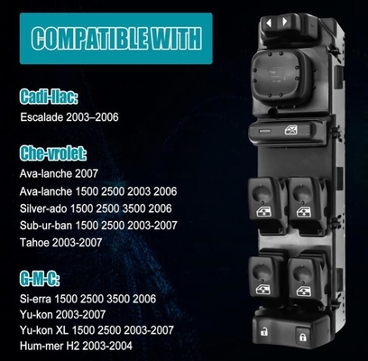 15883319 Switch de janela de alimentação para Chevrolet Avalanche Suburban Silverado GMC Sierra Yukon Cadillac Escalade